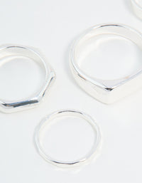 Silver Hexagon & Signet Rings 5-Pack - link has visual effect only