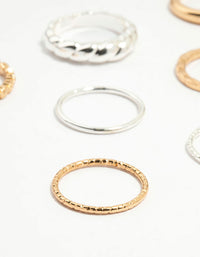 Mixed Metal Textured Spiral Stacking Rings 12-Pack - link has visual effect only