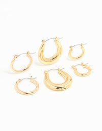 Gold Plated Oval Hoops 3-Pack - link has visual effect only