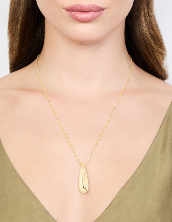 Gold Plated Teardrop Pendant Necklace