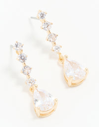 Gold Cubic Zirconia Mini Pear Drop Earrings - link has visual effect only