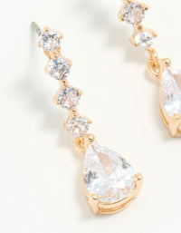 Gold Cubic Zirconia Mini Pear Drop Earrings - link has visual effect only