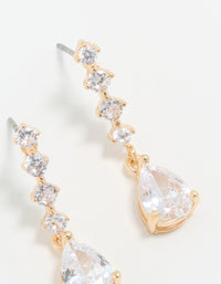 Gold Cubic Zirconia Mini Pear Drop Earrings - link has visual effect only