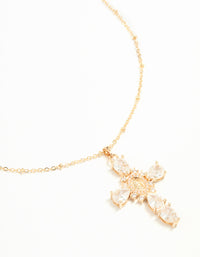 Gold Cubic Zirconia Mary Cross Necklace - link has visual effect only
