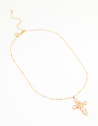 Gold Cubic Zirconia Mary Cross Necklace - link has visual effect only