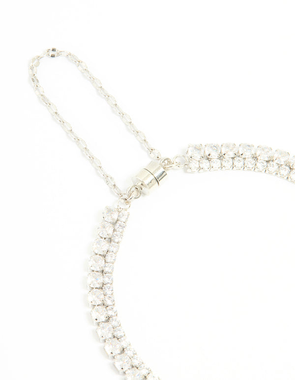 Silver Cubic Zirconia Layered Tennis Bracelet