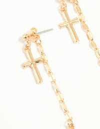 Gold Dangly Cross Drop Earrings - link has visual effect only