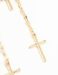 Gold Dangly Cross Drop Earrings - link has visual effect only