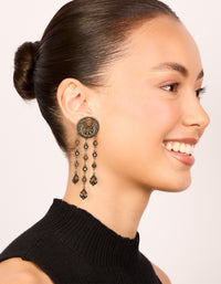 Antique Gold Orange Circle Drop Earrings - link has visual effect only