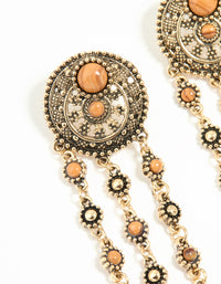 Antique Gold Orange Circle Drop Earrings - link has visual effect only