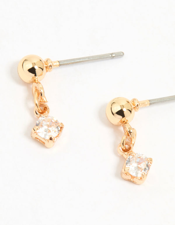 Gold Cubic Zirconia Mixed Cross Huggie & Stud Earrings 3-Pack