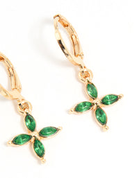 Gold Green Diamante Butterfly & Cross Mixed Stud Earrings 3-Pack - link has visual effect only
