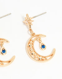 Gold Cubic Zirconia Celestial Drop & Stud Earrings 3-Pack - link has visual effect only