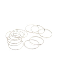 Featuring antique silver molten textured bangles pack front view - link has visual effect only