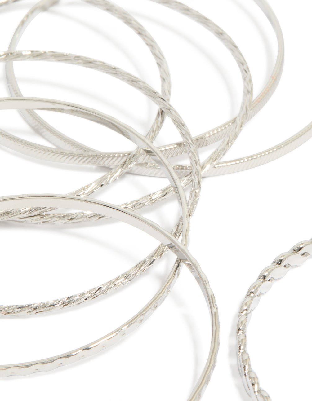 Discover antique silver molten textured bangles pack close up view