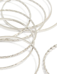 Discover antique silver molten textured bangles pack close up view - link has visual effect only