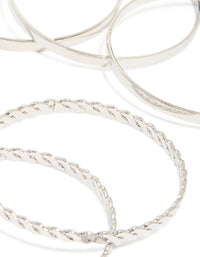 Showcasing antique silver molten textured bangles pack closure detail view - link has visual effect only