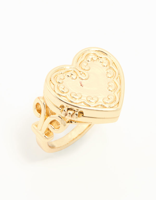 Gold Plated Heart Locket Ring