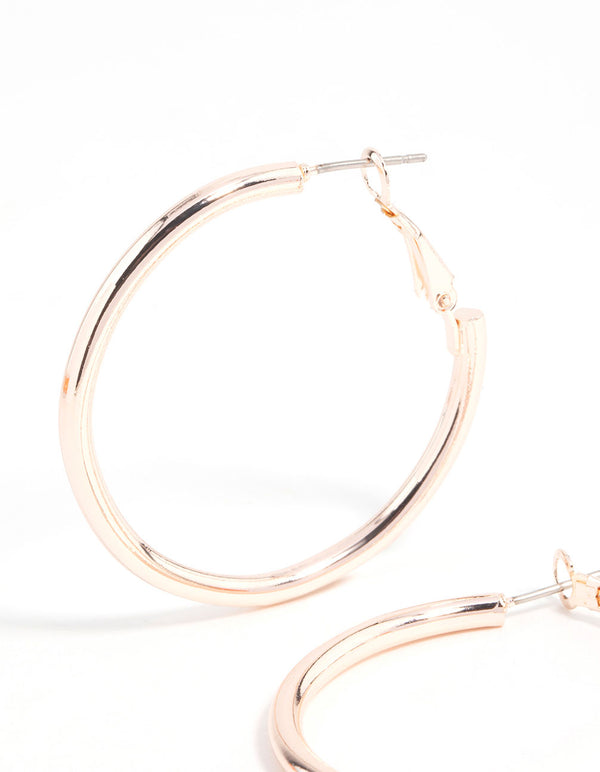 Rose Gold Narrow Hinge Hoop Earrings