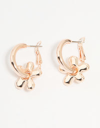 Rose Gold Flower Rondell Hoop Earrings - link has visual effect only