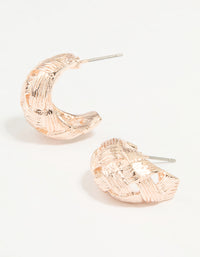 Rose Gold Textured Weave Hoop Earrings - link has visual effect only
