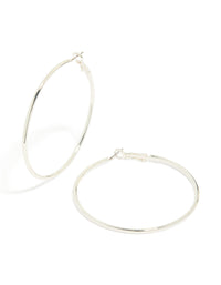 Silver Plain Thin Hoop Earrings - link has visual effect only