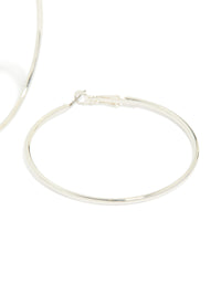 Silver Plain Thin Hoop Earrings - link has visual effect only