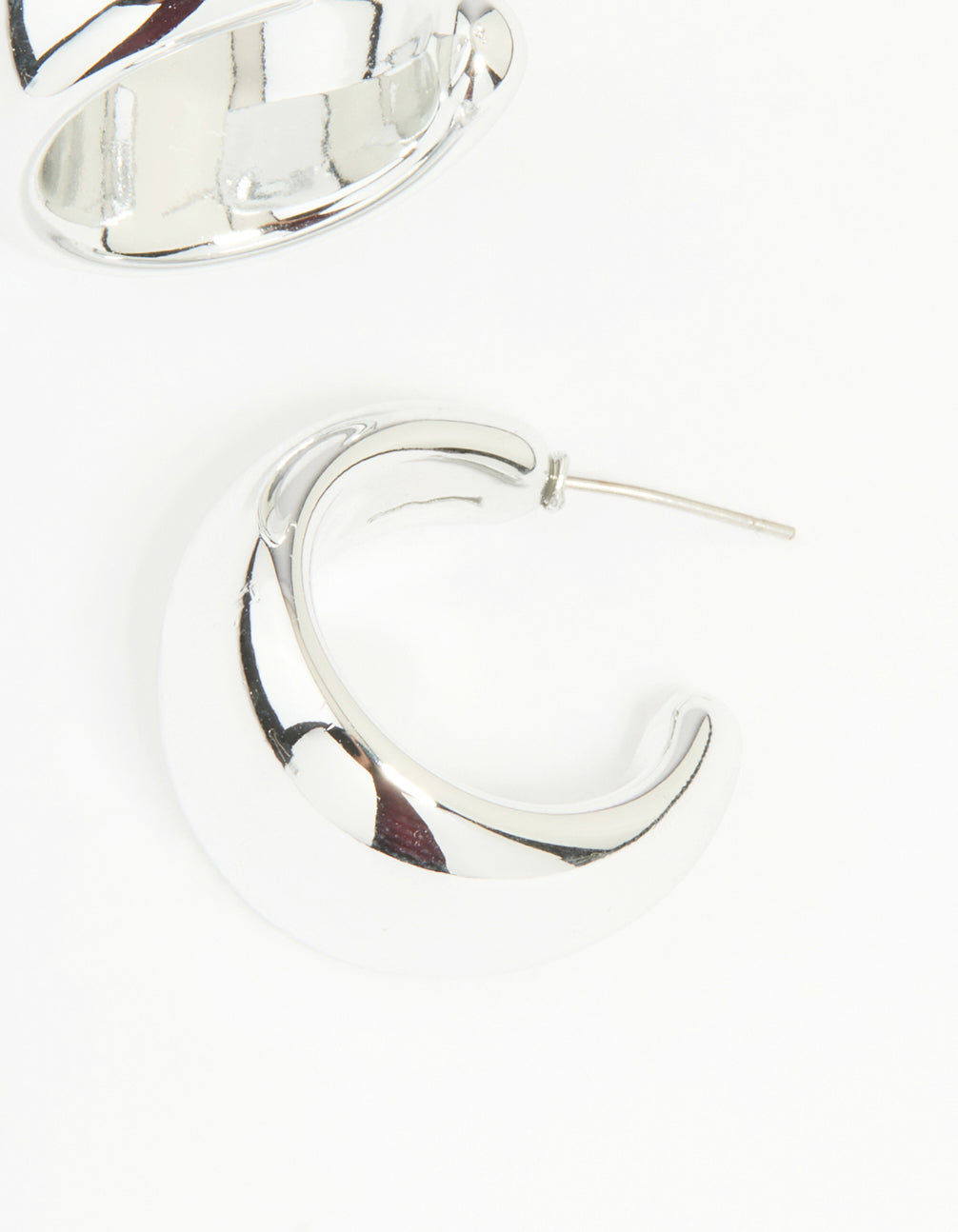 Silver Chunky Bubble Teardrop Hoop Earrings