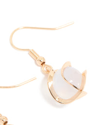 Gold Wire Wrapped Blue Beaded Drop Earrings - link has visual effect only