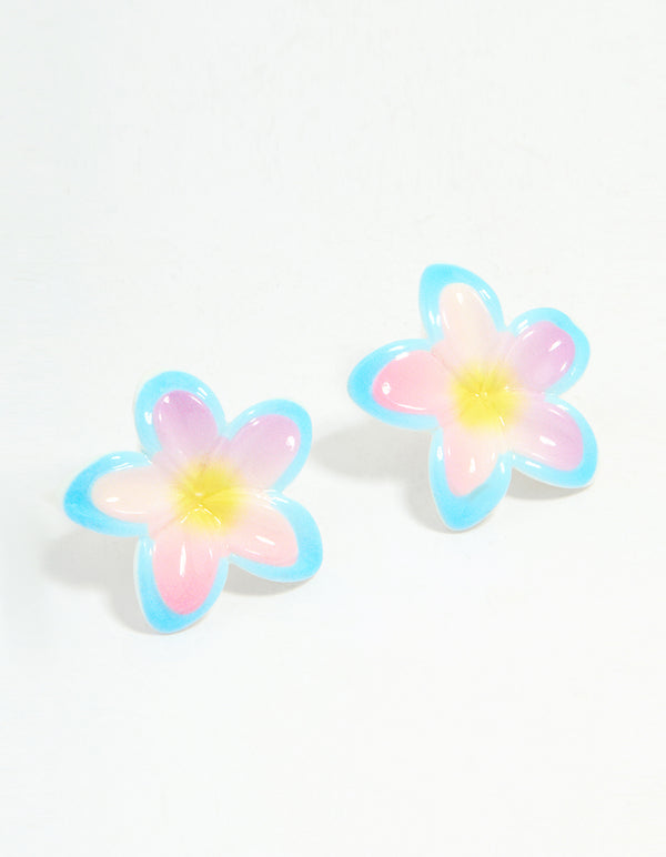 Pastel Acrylic Frangipani Stud Earrings