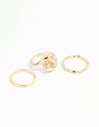 Gold Thick Diamante Twisted Stacking Rings 3-Pack - link has visual effect only