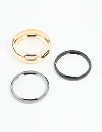 Mixed Metal Dark Blue Bangles 3-Pack - link has visual effect only