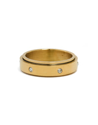 Waterproof Gold Plated Stainless Steel Cubic Zirconia Spinner Ring - link has visual effect only