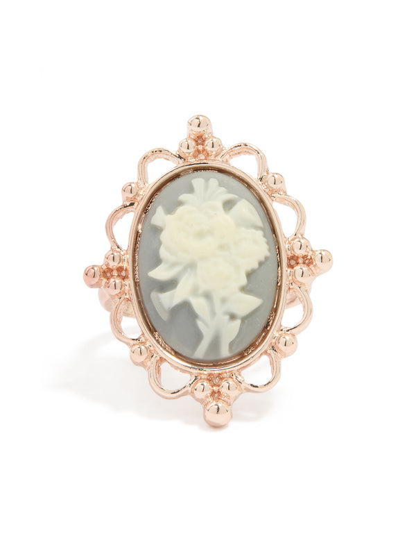 Rose Gold Flower Cameo Ring