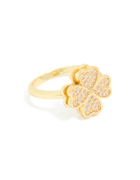 Waterproof Gold Plated Stainless Steel Spinning Clover Ring - link has visual effect only