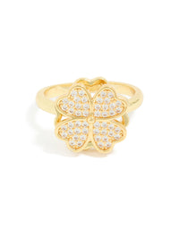 Waterproof Gold Plated Stainless Steel Spinning Clover Ring - link has visual effect only