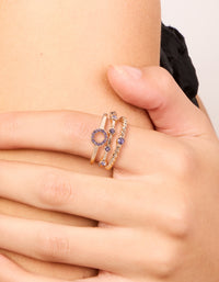 Rose Gold Purple Diamante Rings 3-Pack - link has visual effect only