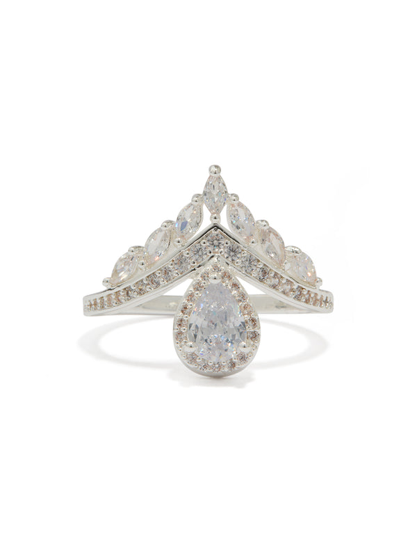 Silver Plated Princess Cut Cubic Zirconia Ring