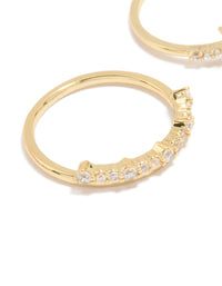 Gold Plated Cubic Zirconia Butterfly & Pointed Rings 3-Pack - link has visual effect only