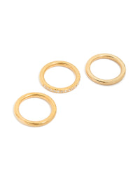 Waterproof Gold Plated Triple Band Stacking Rings 3-Pack - link has visual effect only