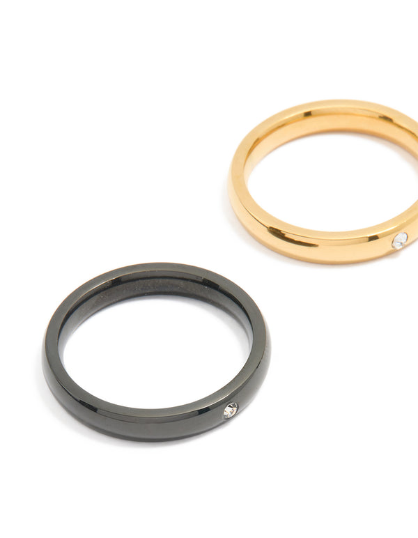 Waterproof Mixed Stainless Steel Rings 3-Pack