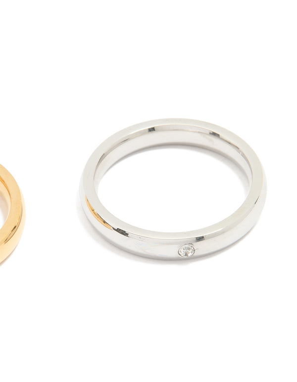 Waterproof Mixed Stainless Steel Rings 3-Pack