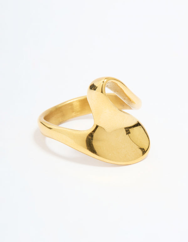 Waterproof Gold Plated Stainless Steel Open Swirl Ring