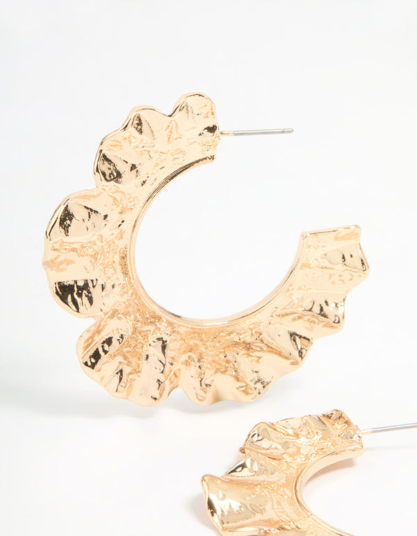 Gold Textured Circle Hoop Earrings