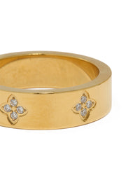 Waterproof Gold Plated Stainless Steel Cubic Zirconia Flower Band Ring - link has visual effect only