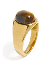 Waterproof Gold Plated Stainless Steel Statement Stone Ring - link has visual effect only