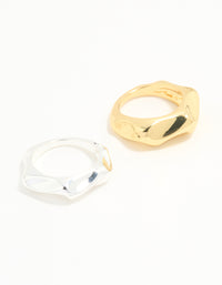 Mixed Metal Textured Rings 2-Pack - link has visual effect only