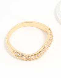 Mixed Metal Cubic Zirconia Rings 2-Pack - link has visual effect only