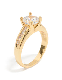 Gold Plated Cubic Zirconia Round Band Ring - link has visual effect only
