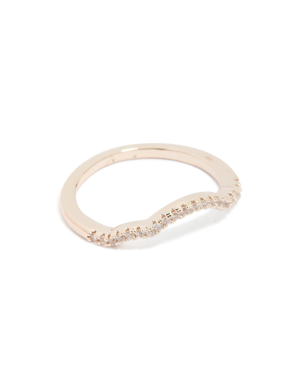 Highlighting statement style pearl rose gold stacking rings 3-pack side detail view